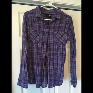 Hurley Purple plaid with sparkle long sleeve
